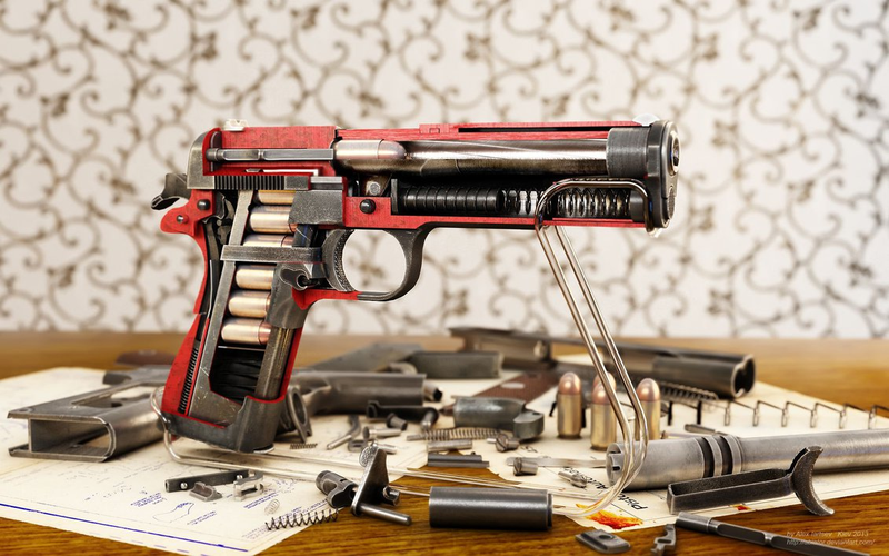 Illustration for article titled Cool photos of iconic weapons cut in half